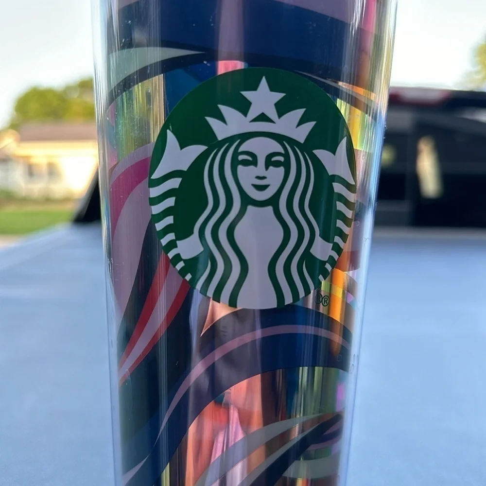 Starbucks 2021 Multi Color Swirl 24oz Cold Cup Tumbler Winter Holiday